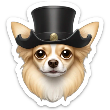 Long hair sand chihuahua with napoleon hat sticker