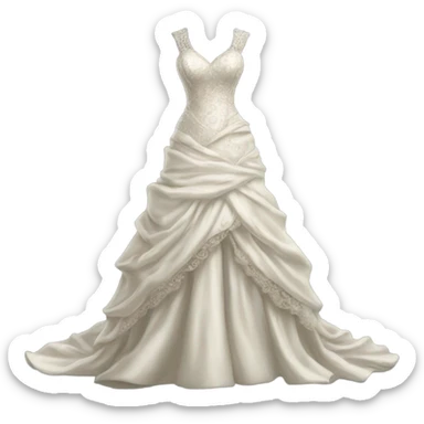 Hyper Realistic ornate 
Industrial theme ivory Wedding dress displays sticker