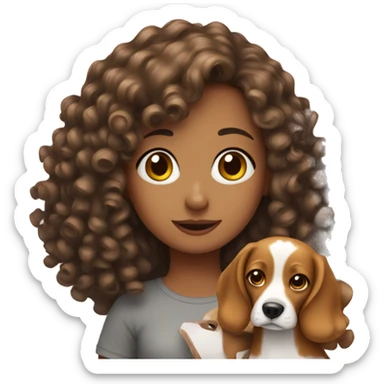 Curly girl with beagle sticker