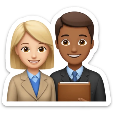 A teacher and a student having a conversation facing each other. sticker