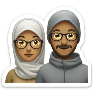 man with glasses and woman with hijab holiday trips sticker