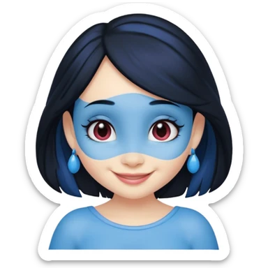 Smurffete with black hair and blue skin emoji sticker