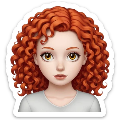 White girl with red curly hair and black eyes sticker