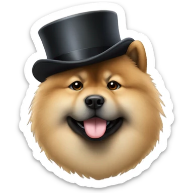 Eurasier chow with a top hat sticker