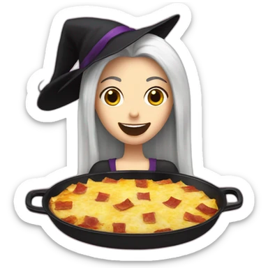 ilona black haired witch eat tartiflette sticker