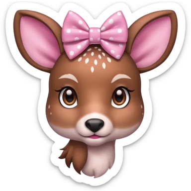 Doe with a pink bow sticker