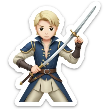 duelist with sword and rapier in fighting stance sticker