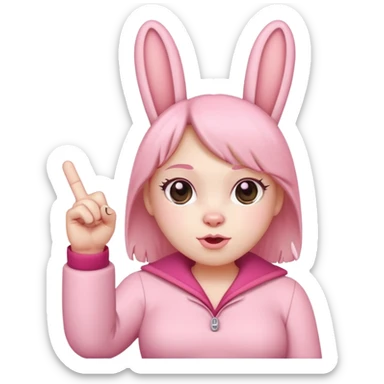 pink labubu, giving the middle finger in both hands sticker
