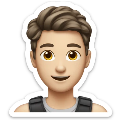 pale masc lesbian brunette smiling  sticker