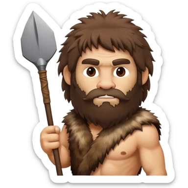 caveman with animal fur clothing and a club sticker