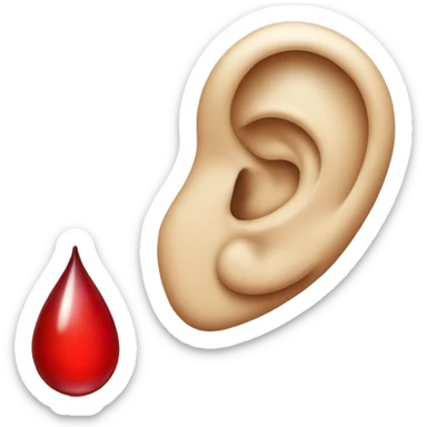 Ear and red tear drop sticker