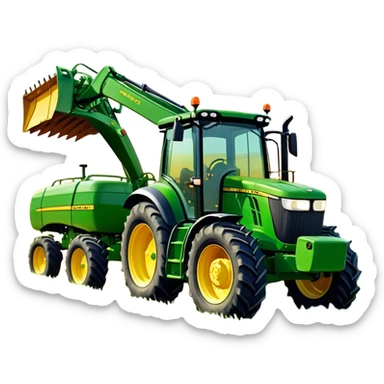 Howard EHD 180 (2019) – Cinematic-realistic John Deere 6155M tractor towing a Howard EHD 180 slasher, its green and yellow frame cutting through thick overgrown paddocks. The bright orange slasher spins rapidly, clearing a wide path of grass as birds scatter into the air, the warm evening light casting long shadows over the farmland. sticker