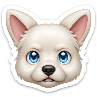 Angry Blue eyed small white dog floppy ears  sticker
