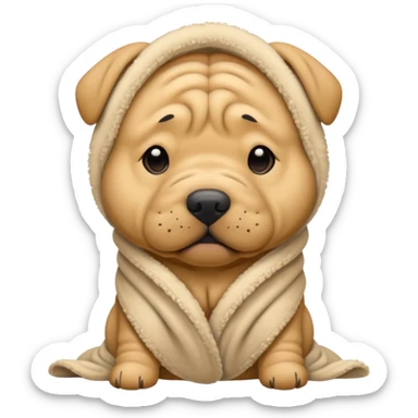 Shar pei in blanket sticker