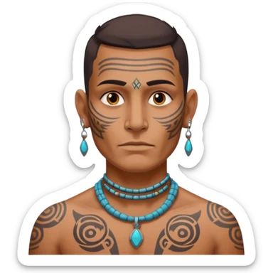 ancient incadian with tatooed on neck and face sticker