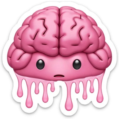 pink brain (without a face) melting into a puddle sticker