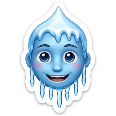Blue smiling freezing face with icicles sticker