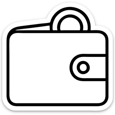 Add a coin partially inside the wallet, keep the minimal outline icon style, no background. sticker