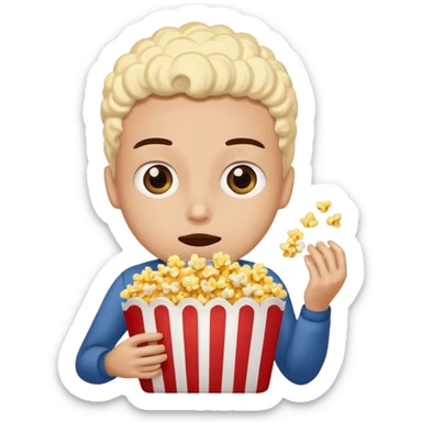 Person with this emoji 👀 for eyes and is eating popcorn 🍿 sticker