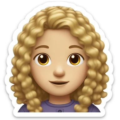 little dark blond girl with long, slightly curly hair, white skin with a few freckles on her cheeks, brown eyes sticker