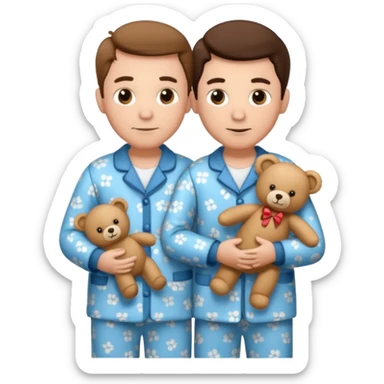 ma and pa kettle wearing pajamas and holding teddy bears sticker