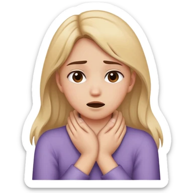 a girl with her hands crossed over her neck, choking herself  sticker