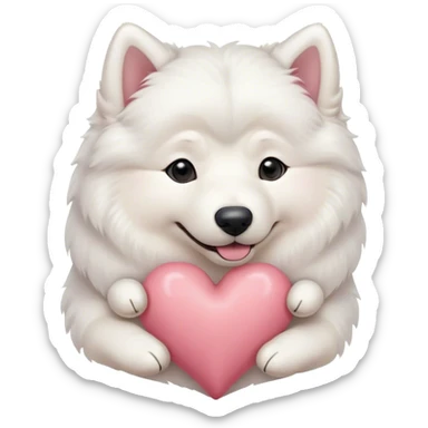 samoyed hug with pastel hearts sticker
