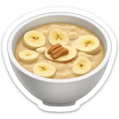 Porridge bowl with banana and peanut butter sticker