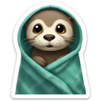 otter in blanket sticker