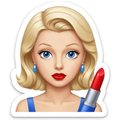 Lana Turner with blue eyes, red lip sticker