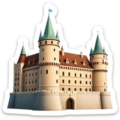 Cinematic Realistic Wawel Castle Landmark Emoji, depicted with the historic royal castle rendered with intricate detail and dramatic, majestic lighting. sticker