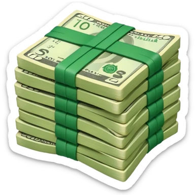 make a stack of candian dollars held togethher by rubber bands sticker