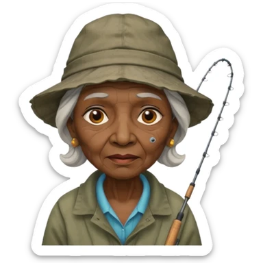 Fisher old woman black sticker