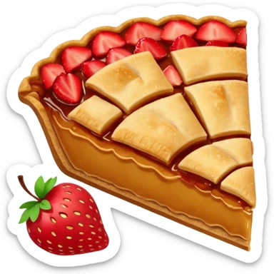 Apple pie emoji with slice strawberry above the cake  sticker