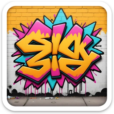 graffiti that is gritty hip hop driven that says sick sticker