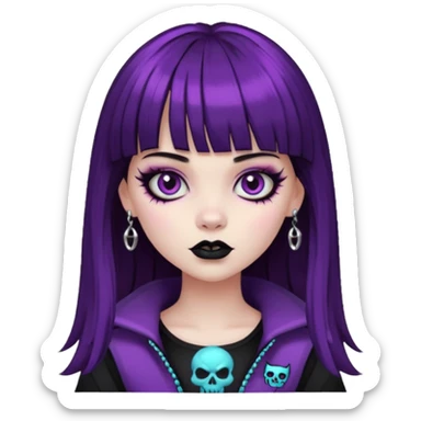 quero uma menina de franja parecendo uma monster h sticker