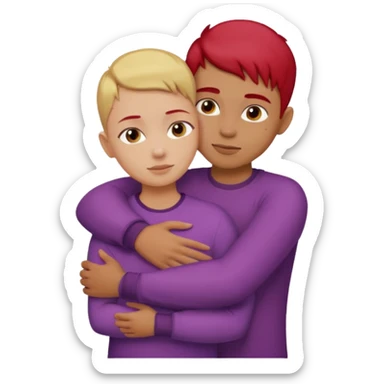 Dirty blonde buzz cut boy hugging a girl with red dye hair sticker