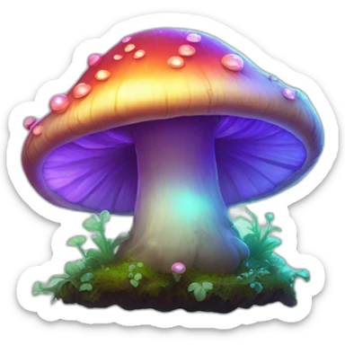 fantasy glowing fungi sticker