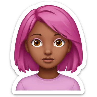 girl with brown hair and brown eyes and pink  end of a hair sticker