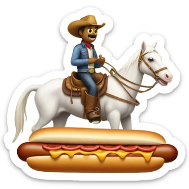 Cowboy riding a hotdog and beach in ocean with turtle head sticker