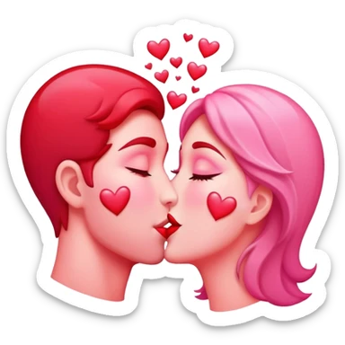 passionate kiss with hearts sticker