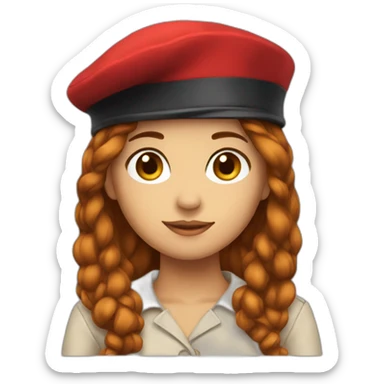 Red beret for girl with dark long hair sticker