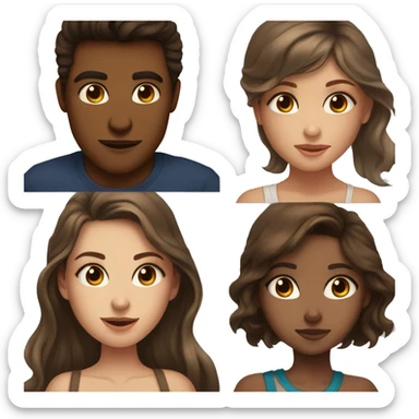 brunette man with blue eyes trying to kiss light brown girl with brown eyes and brown balayage hair  sticker
