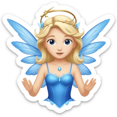 Flying blue fairy with blonde hair sticker