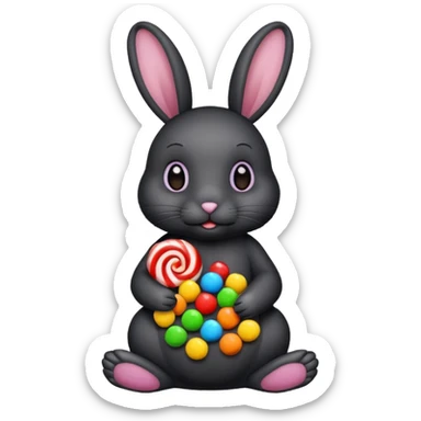 black rabbit with candies sticker