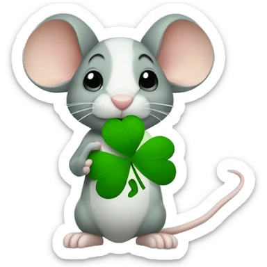 Mouse Holding shamrock  sticker