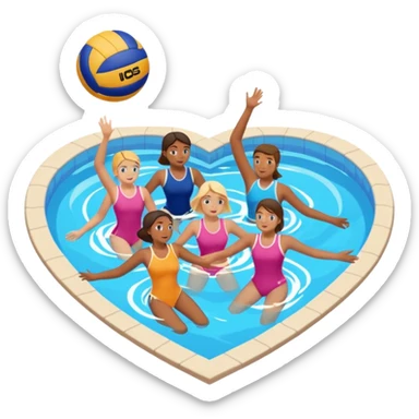 Natación  y voley en un corazón de color  sticker