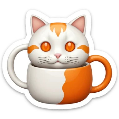 a coffee mug with a cat curled around it sticker