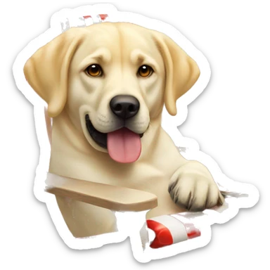 yellow lab drinking budweiser in a lawn chair sticker