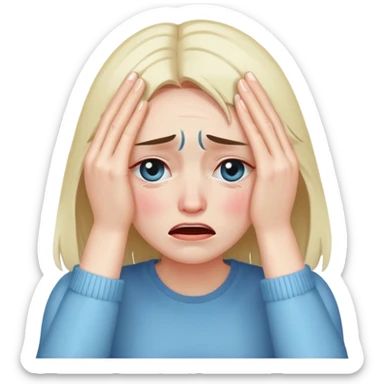 woman sitting and crying covering her face with her arms sticker